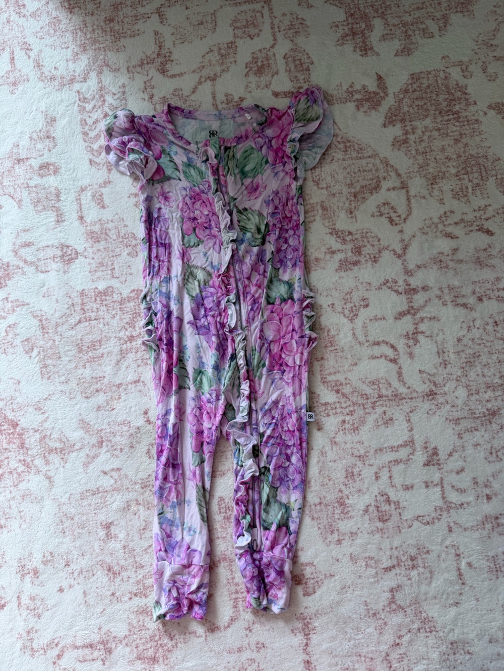 Floral Ruffle Kids Pajamas - Pink & Green